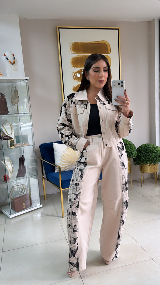 Cream Denim Barrel Set