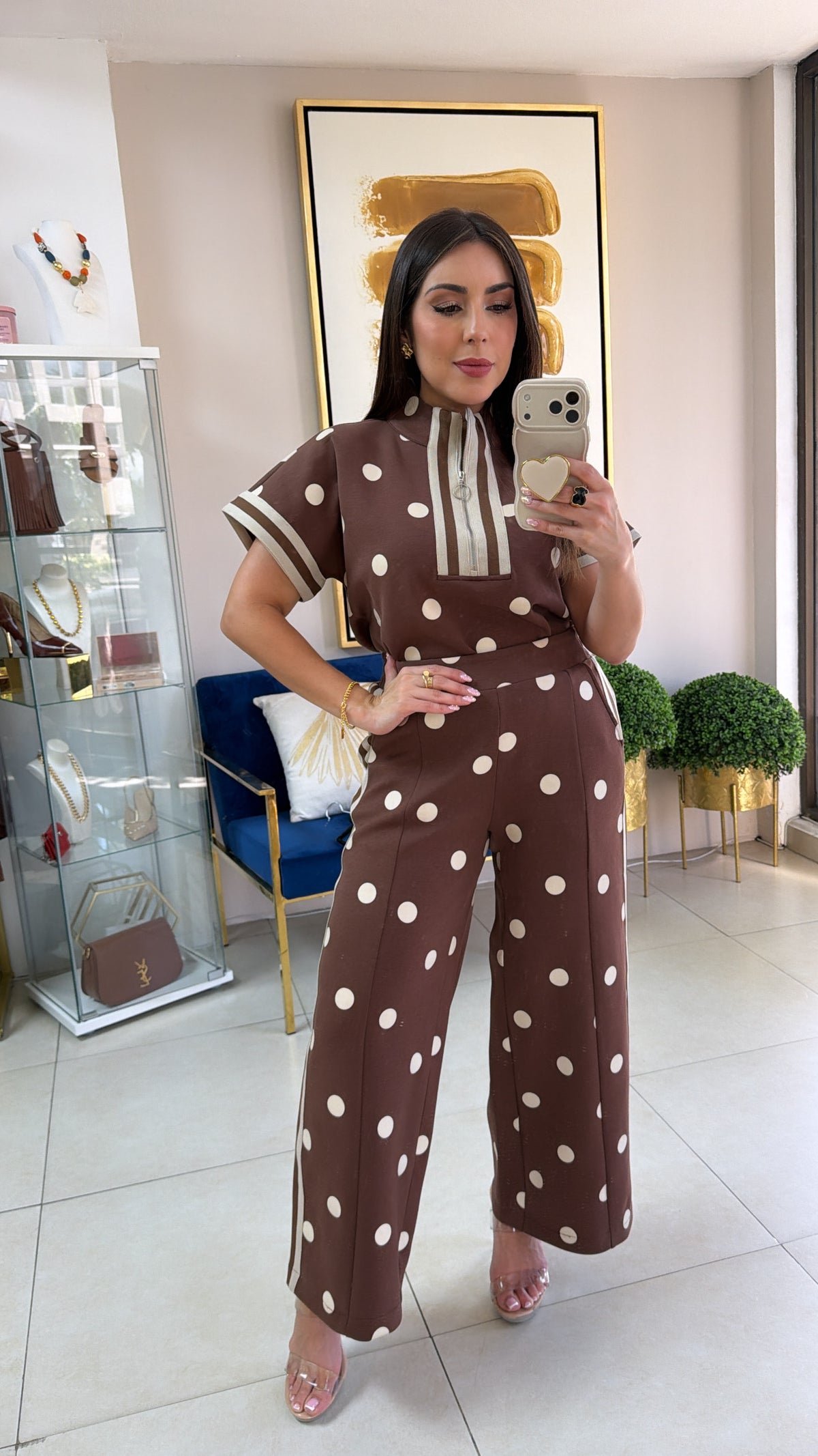 Brown Polka Travel Set