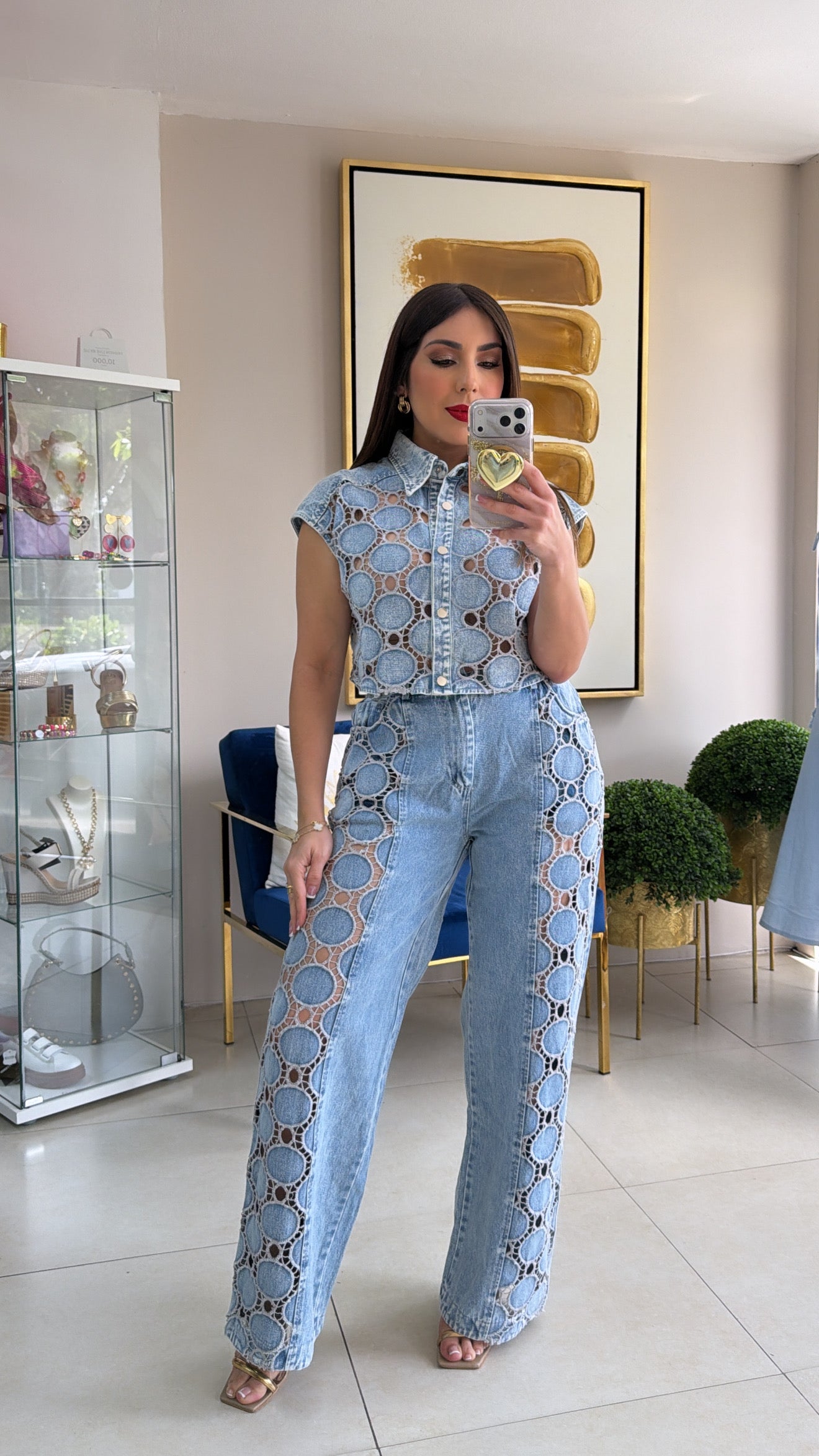 Denim Embroidery Circles Set