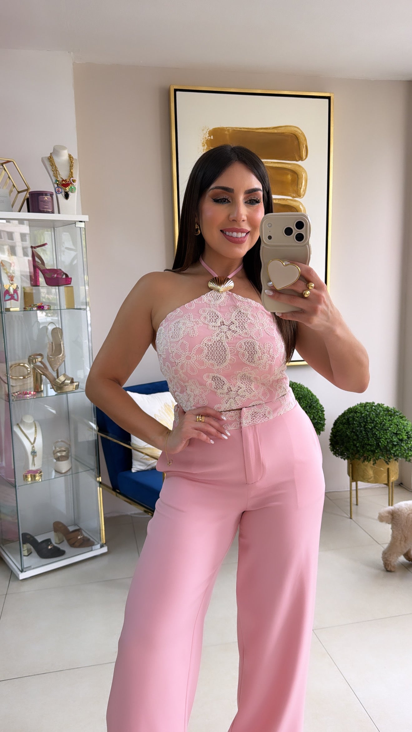 Pink Shells Embroidered Set