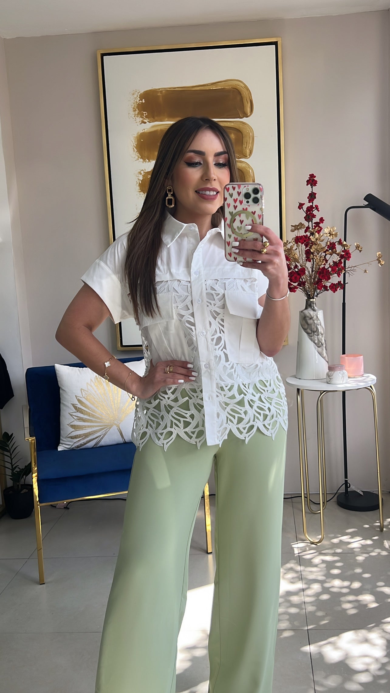 White Embroidered Midi Skirt