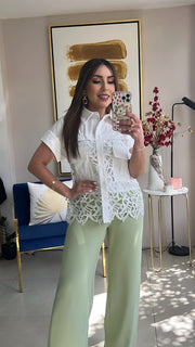 White Embroidered Midi Skirt