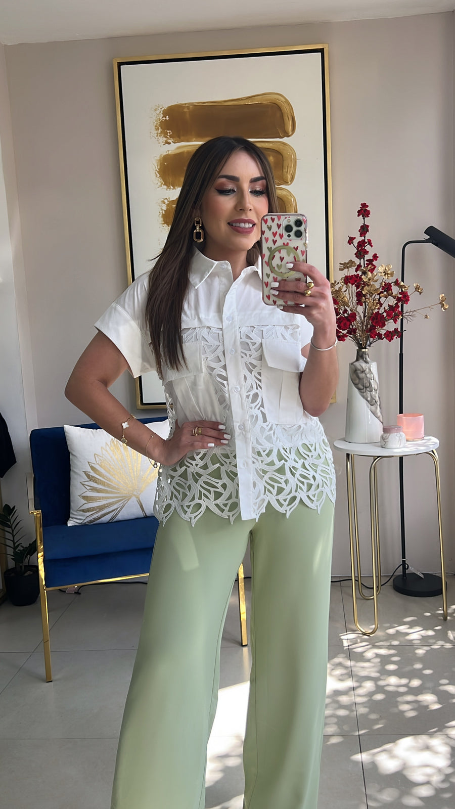 White Embroidered Midi Skirt