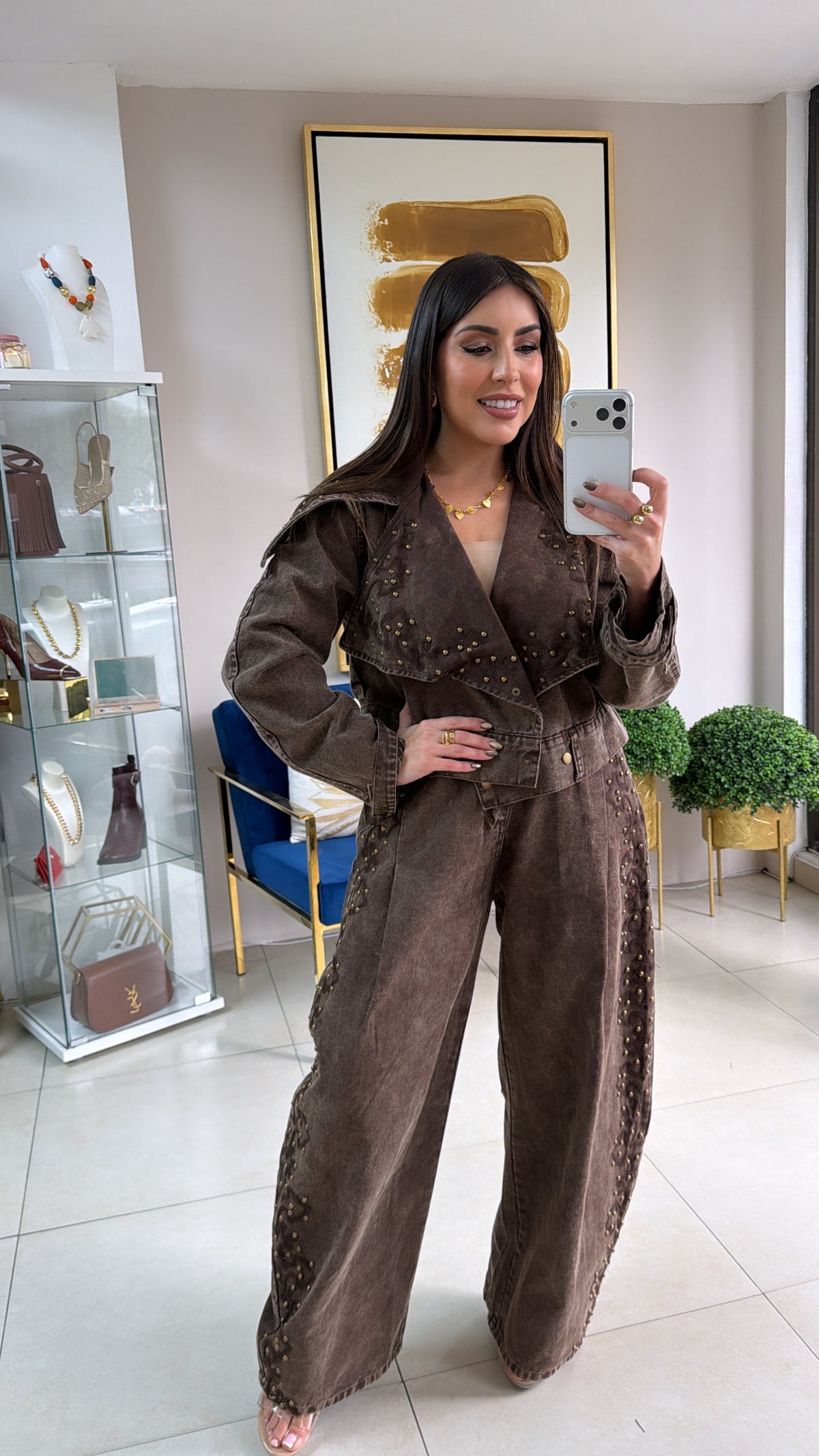 Brown Denim Barrel Set