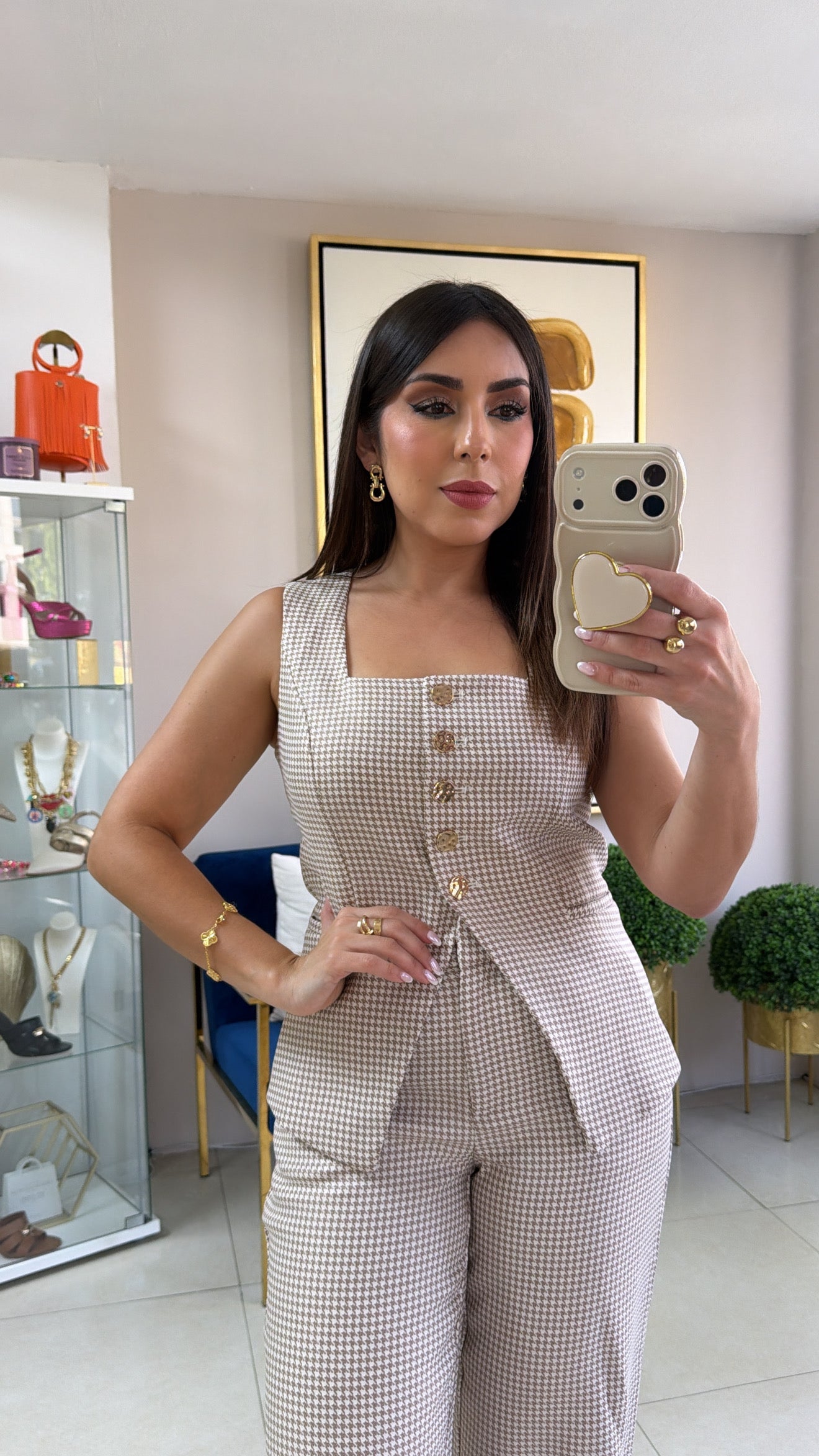 Beige Vest & Pant Set