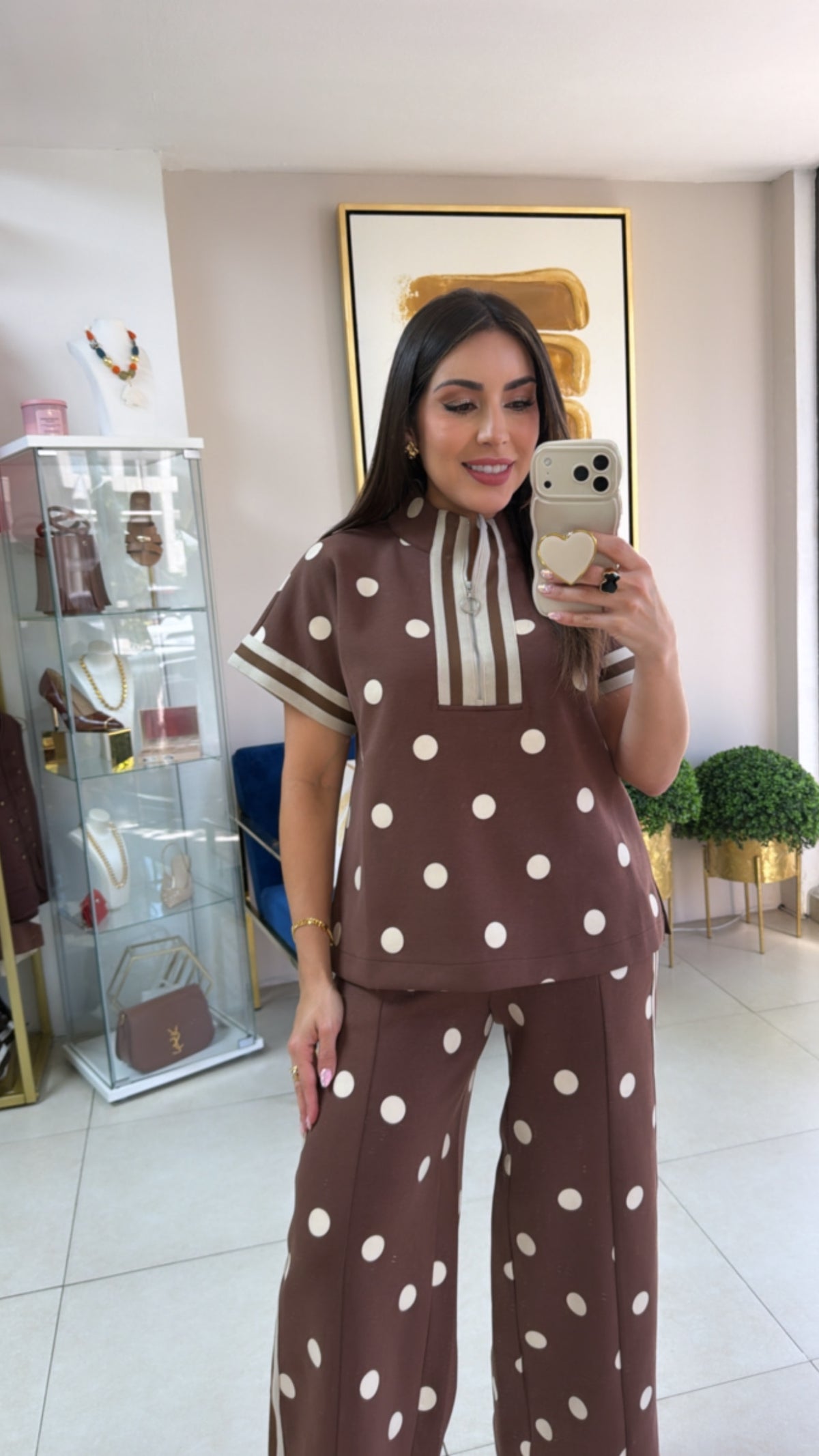 Brown Polka Travel Set