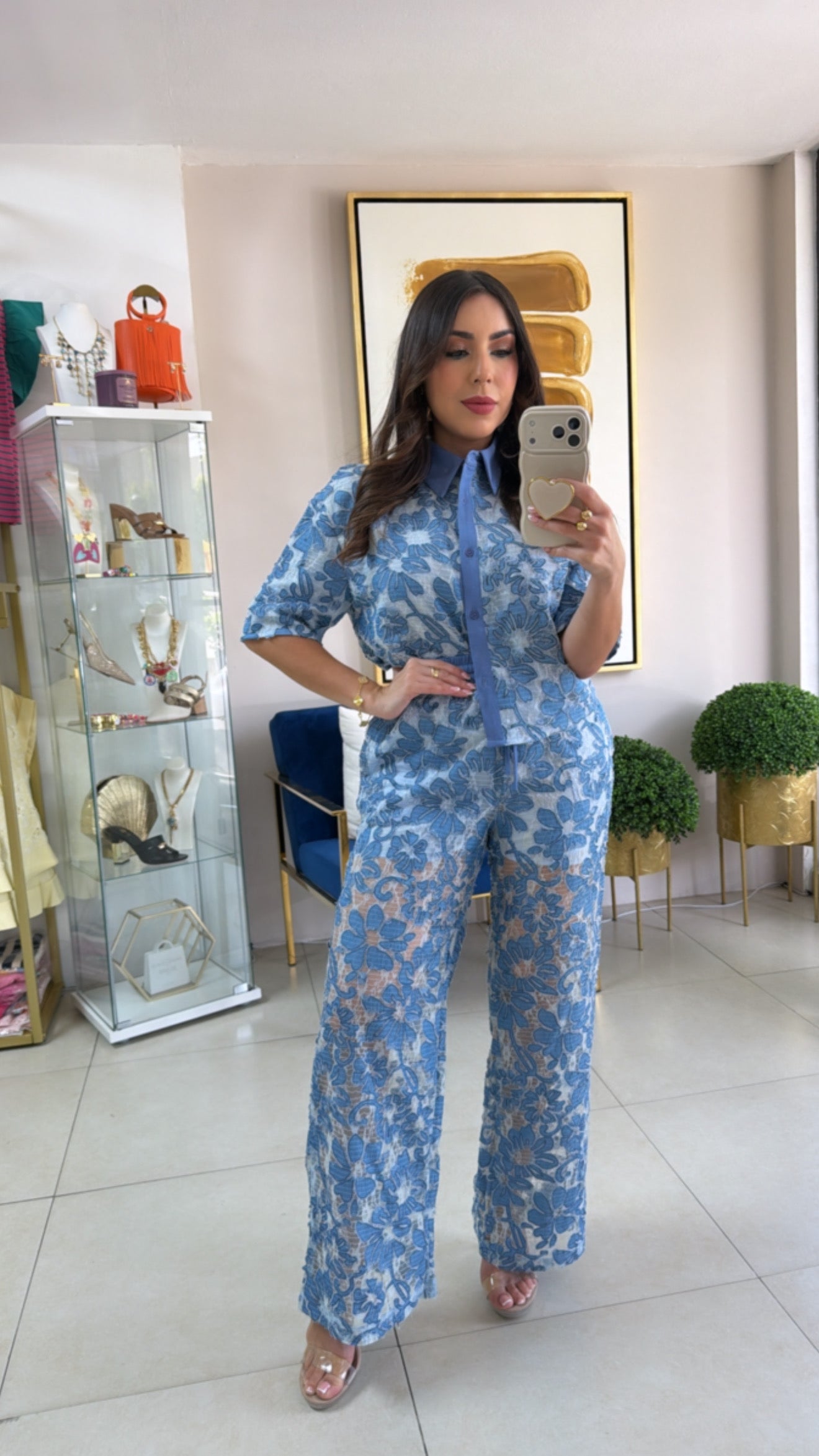 Floral Eyelet Pant Set