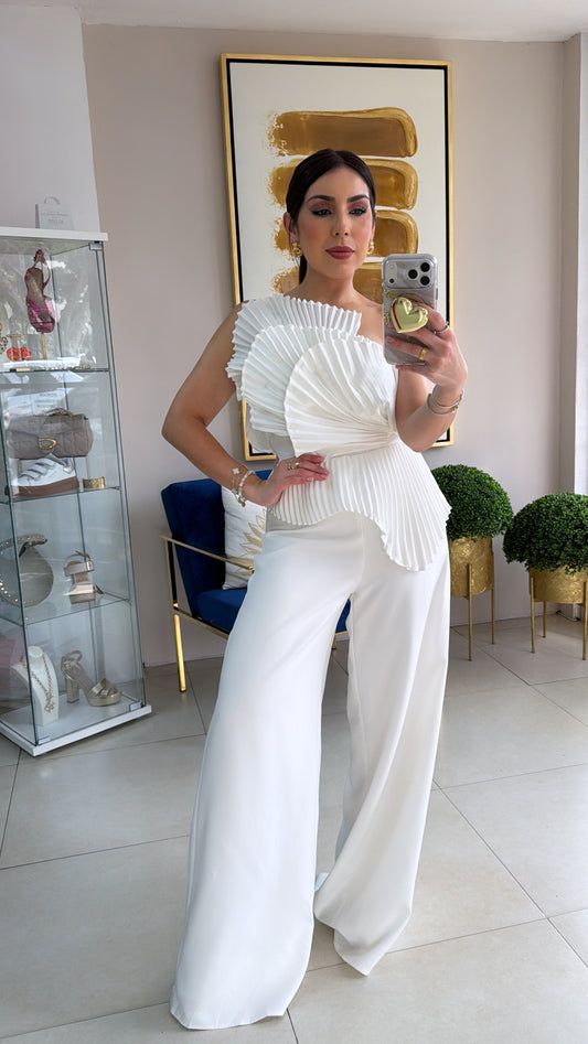 White Ruffles Jumpsuit