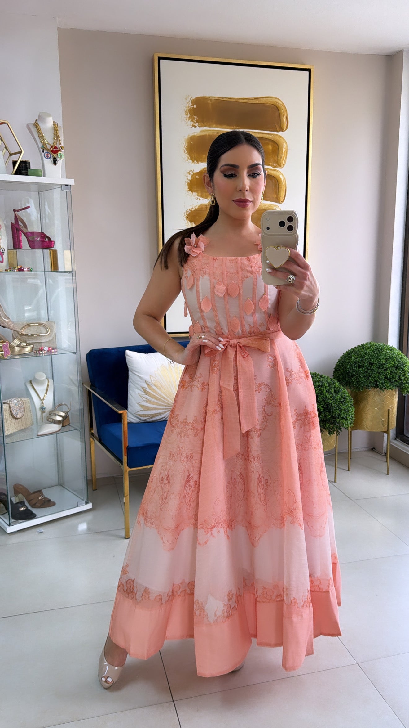 Peach Floral Dress