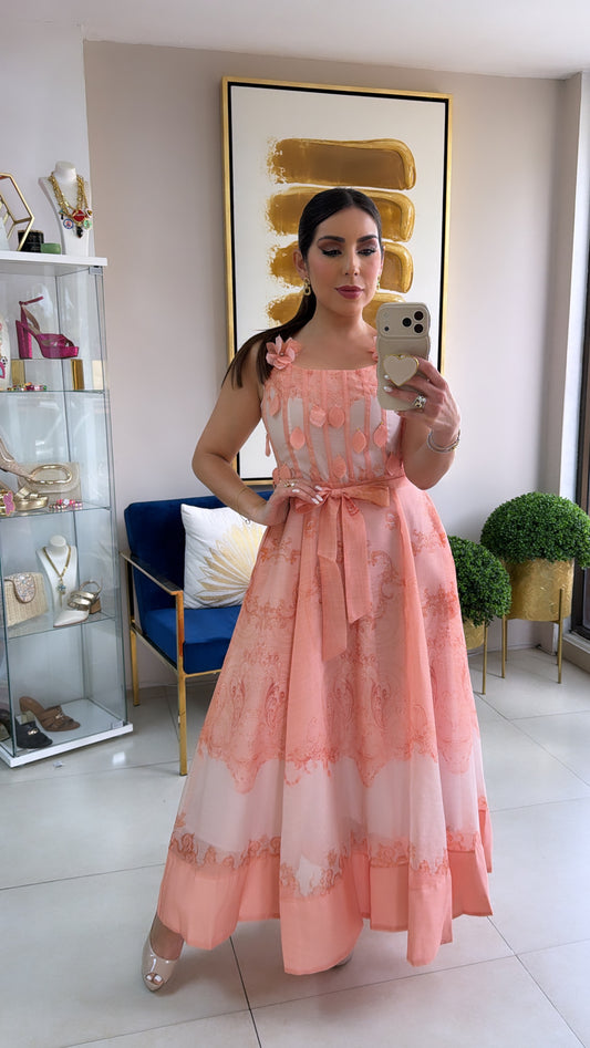 Peach Floral Dress