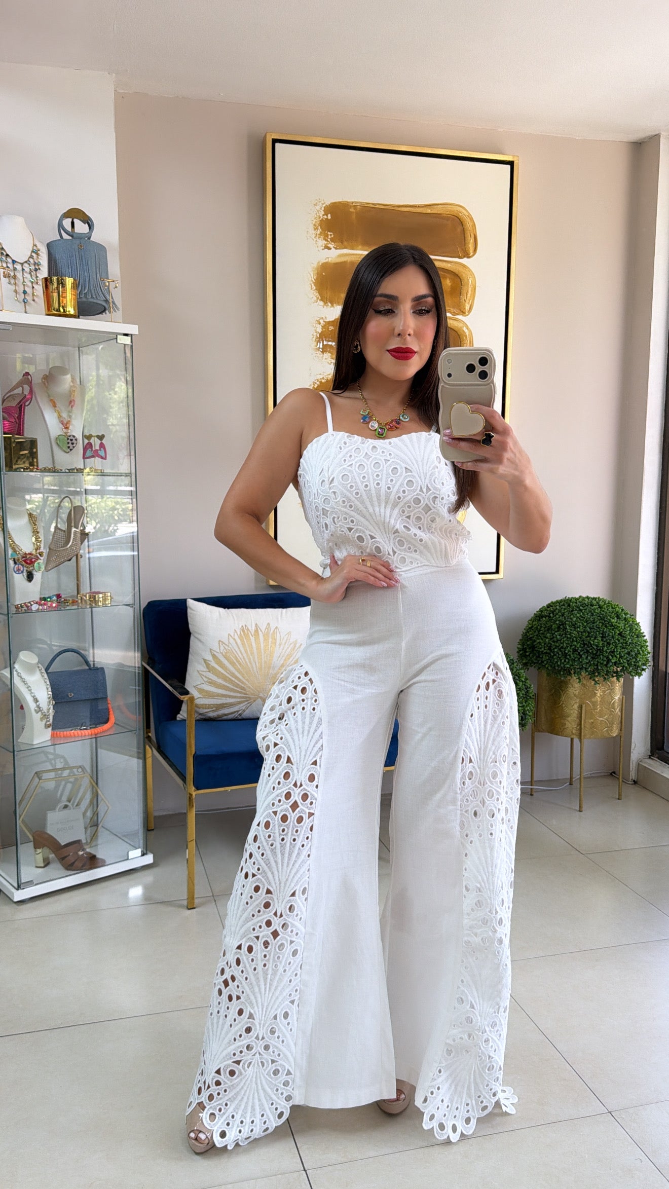White Eyelet Pant Set