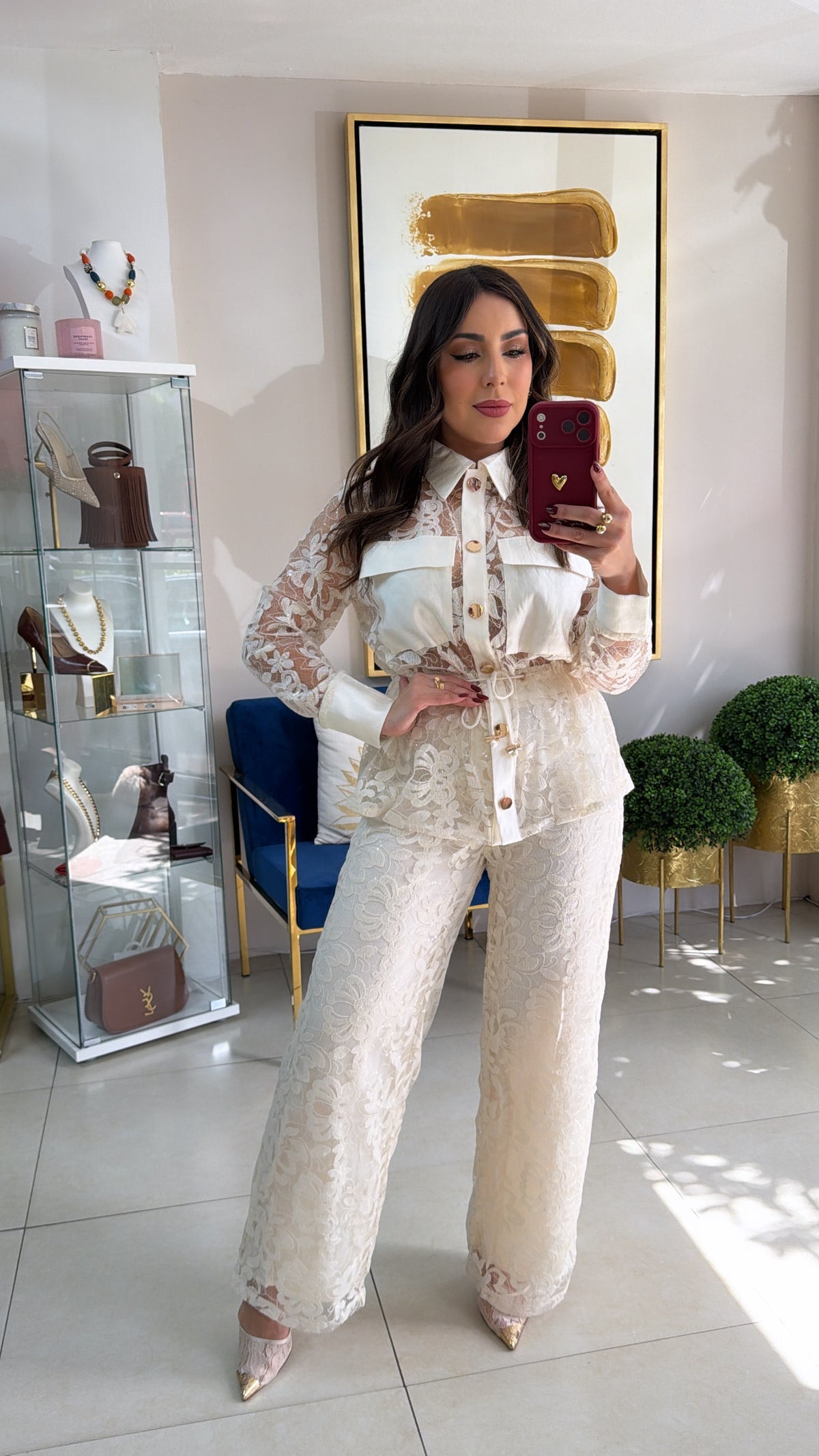 Lace Sequins Cream Set