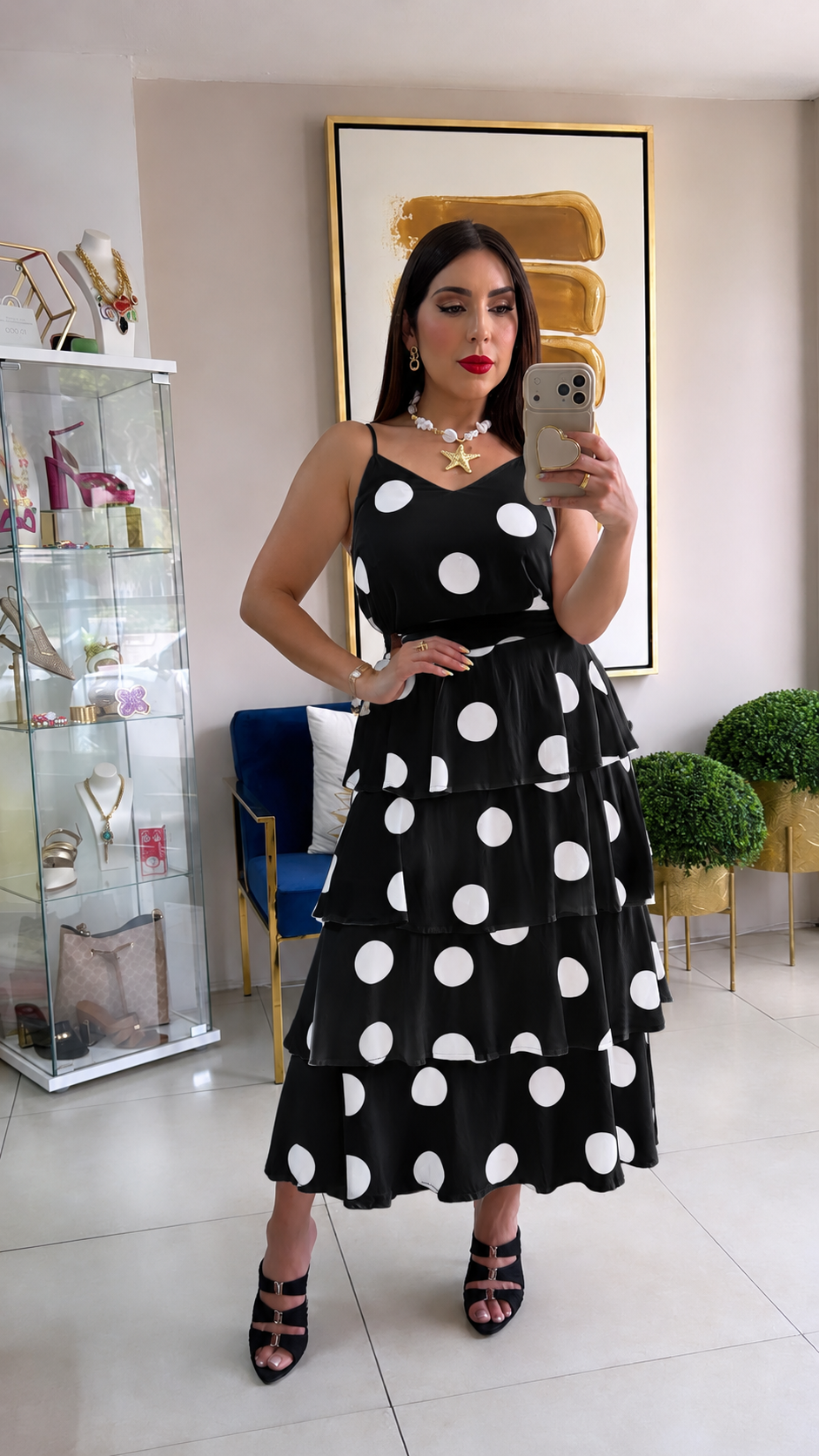 Black Polka Skirt Set