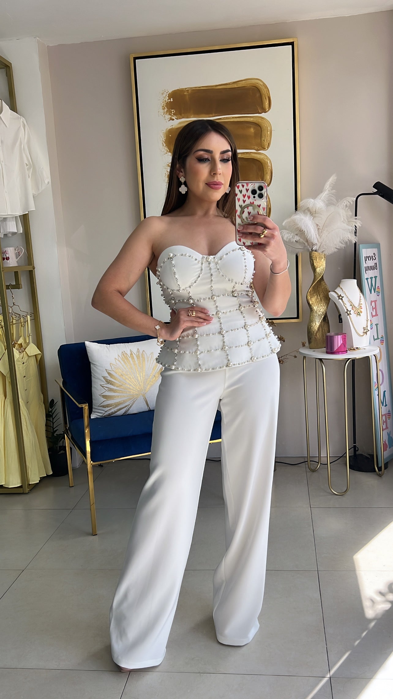 Bustier Pearls Pant Set