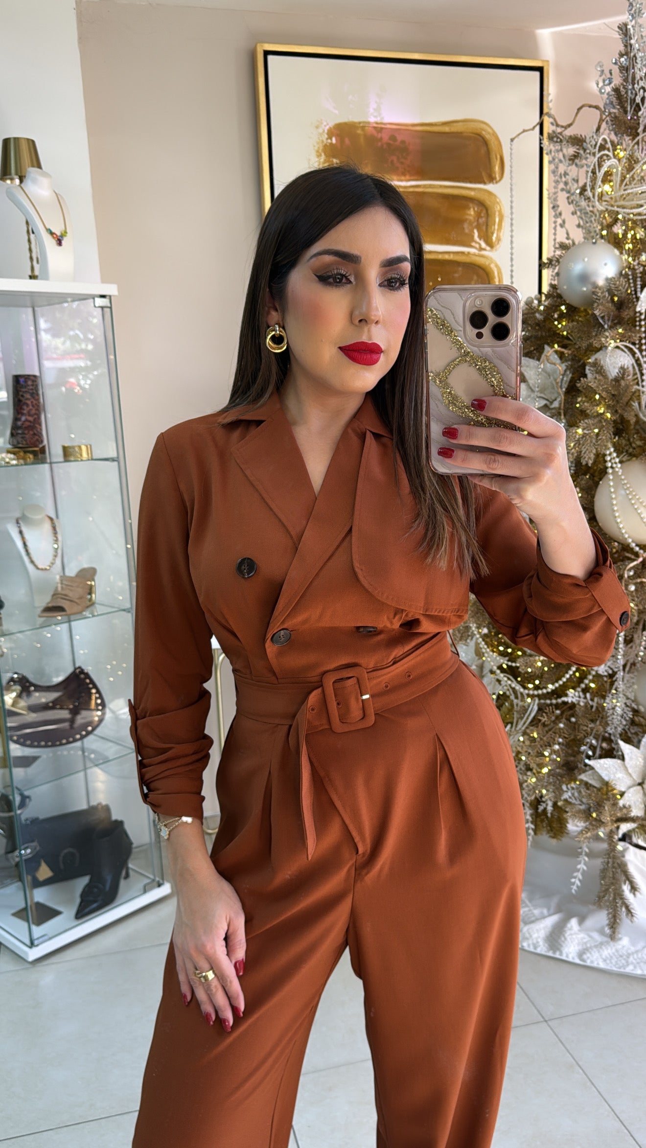 Camel Trench Jumpsuit
