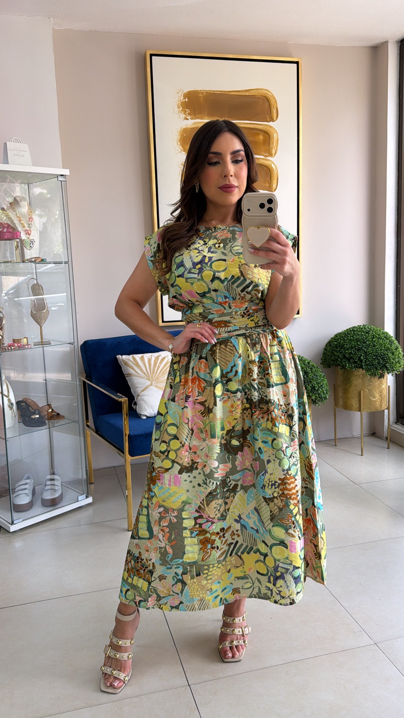 Green Floral Skirt Set