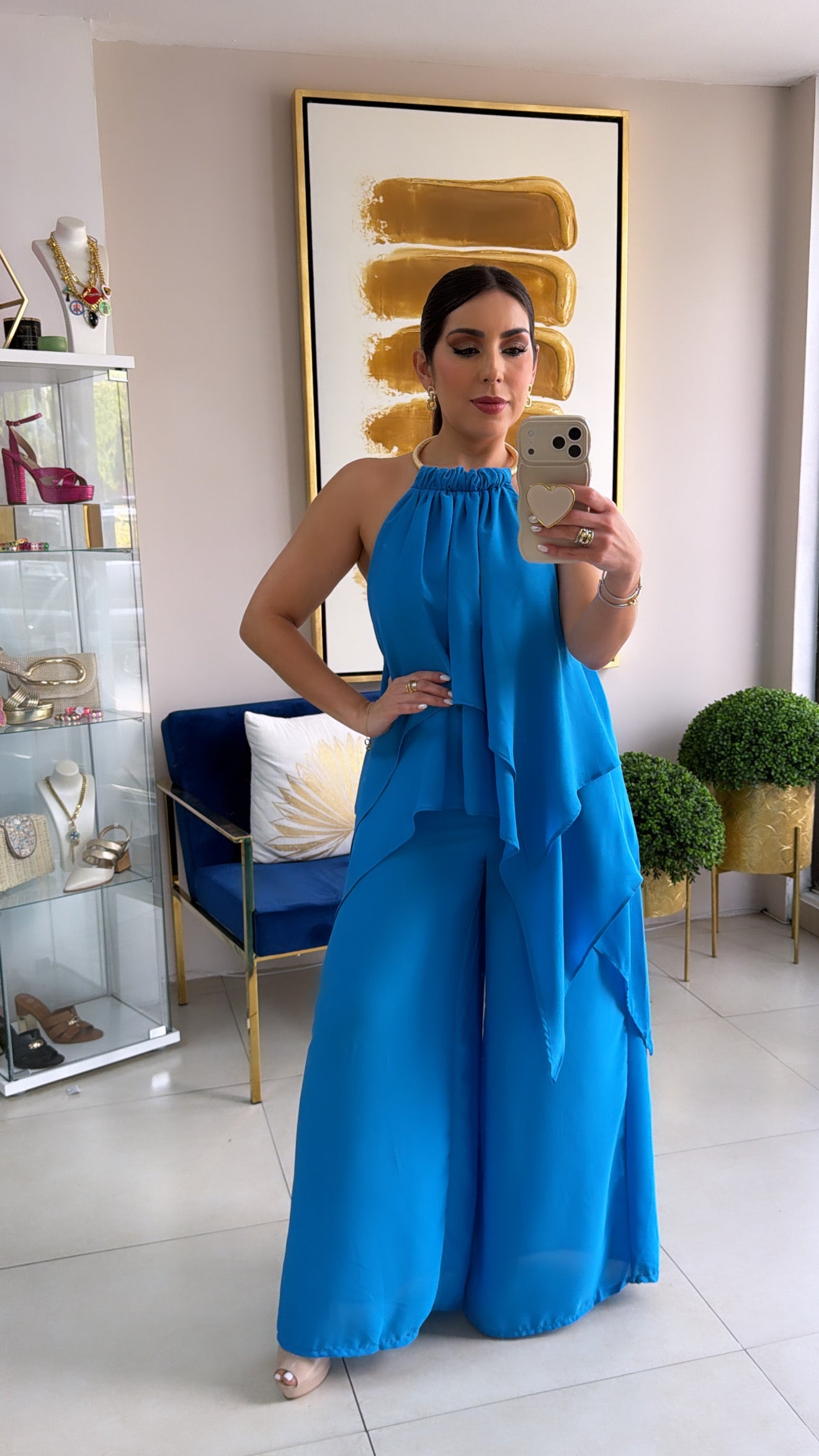 Blue Halter Jumpsuit