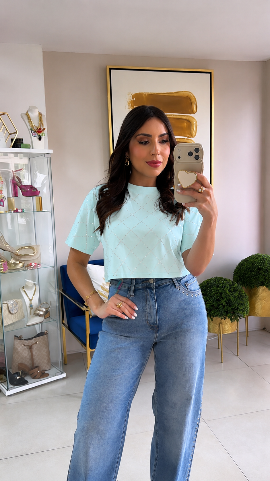 Rhinestones Crop Top