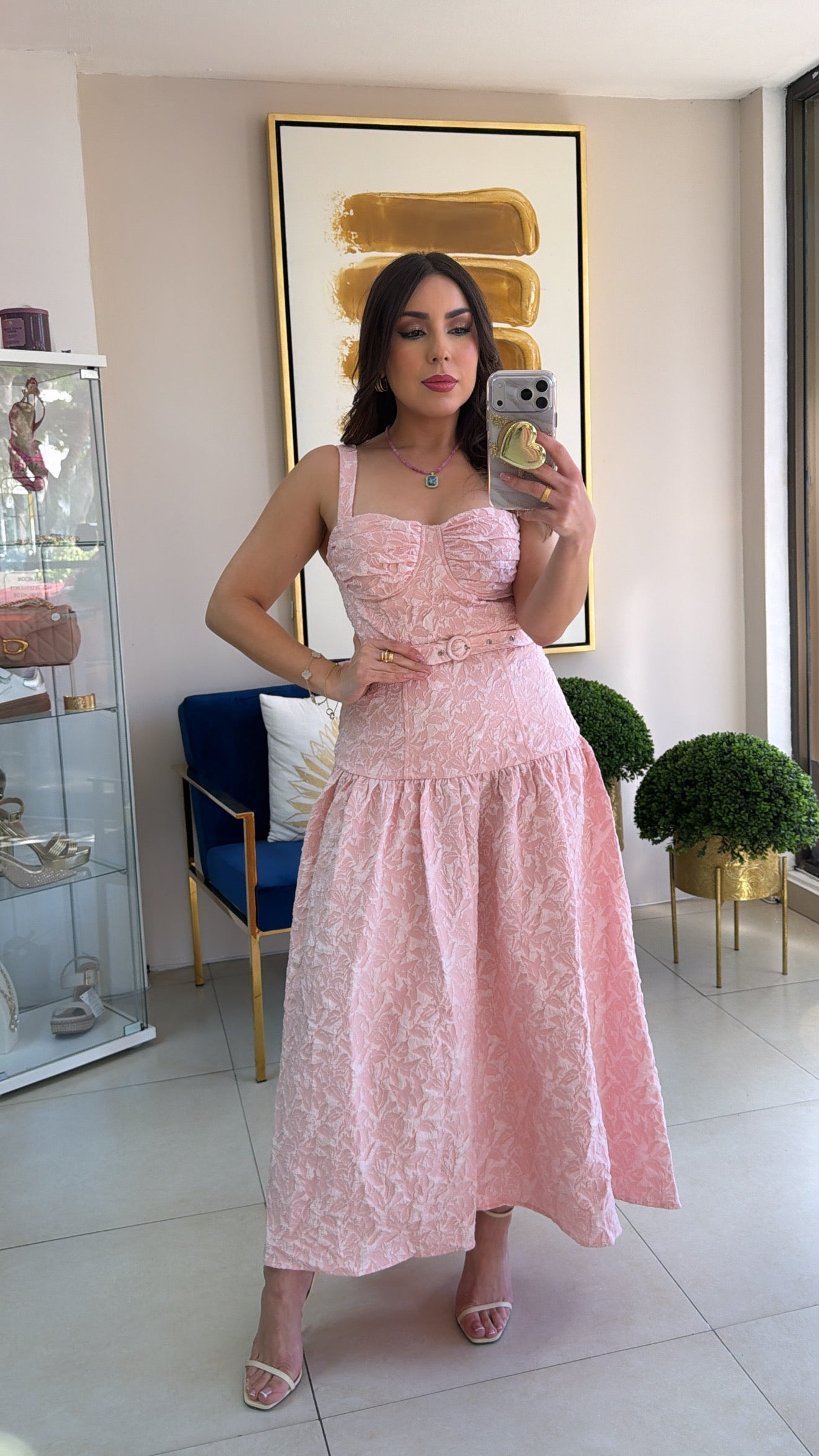 Pink Brocado Dress