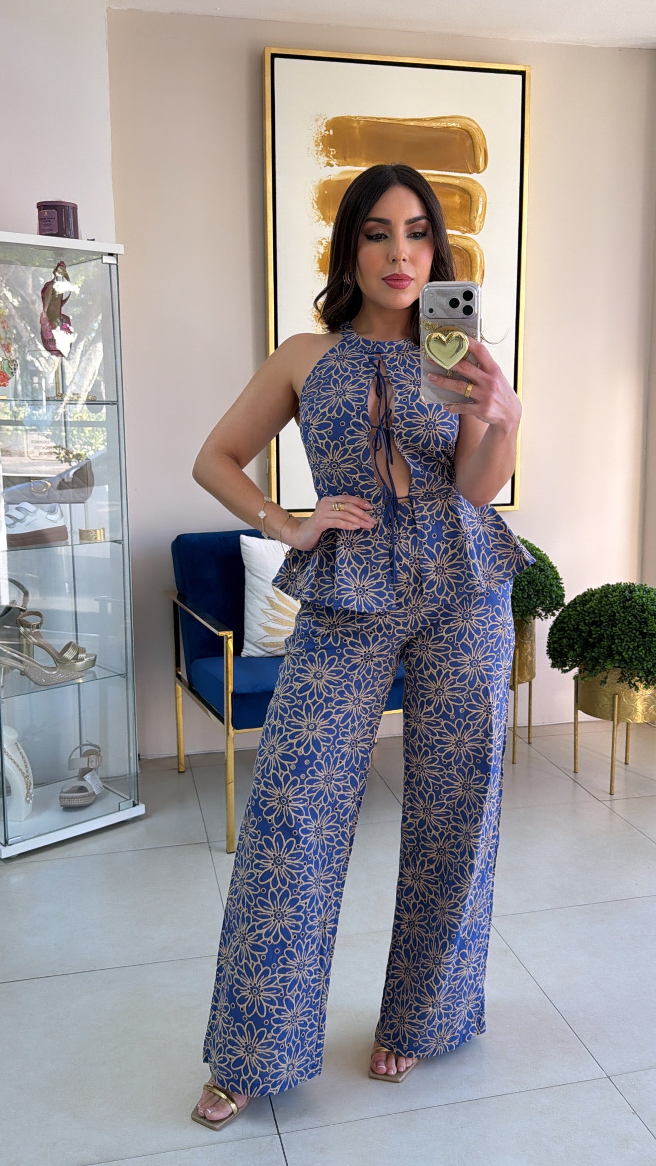 Floral Pepplum Top & Pant Set