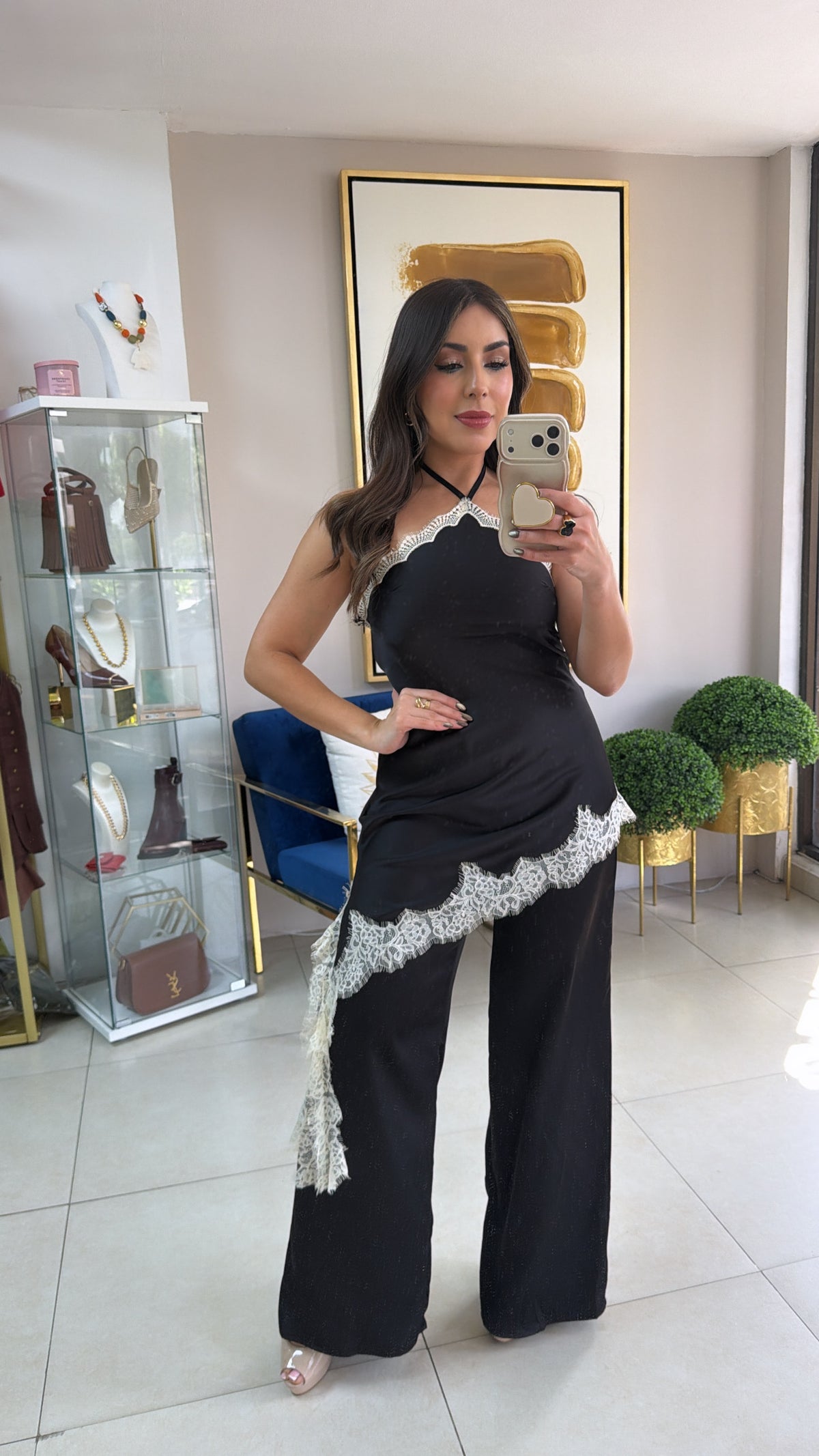 Black Cream Lace Jumpsuit