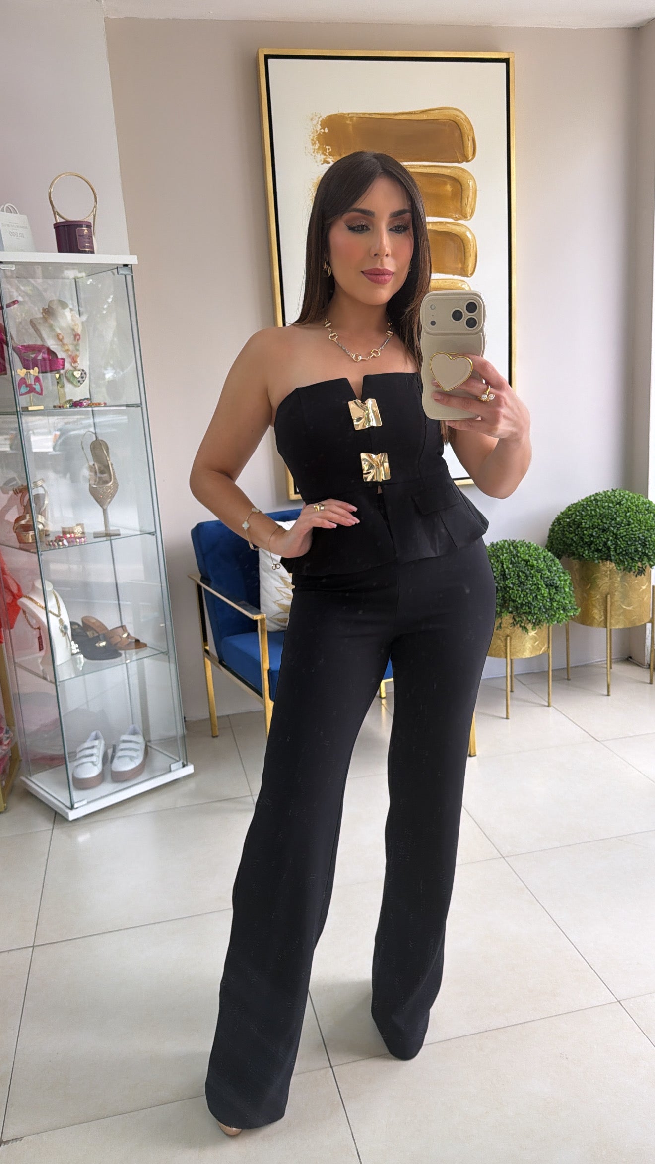 Black Pepplum Pant Set