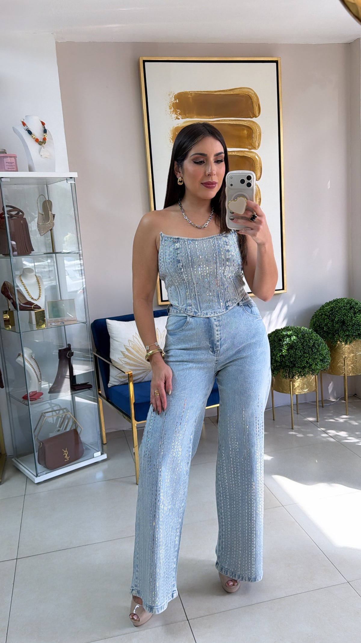 Glitter Corset Pant Set