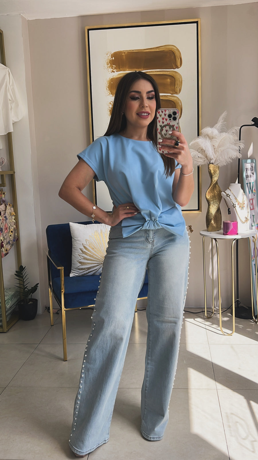 Blue Bow Top