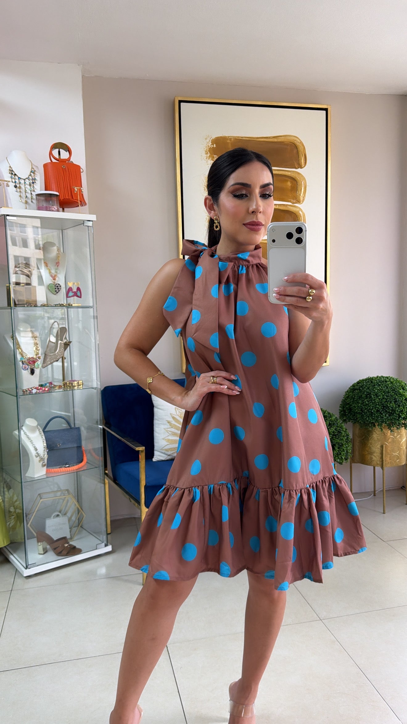 Brown Polka Dress