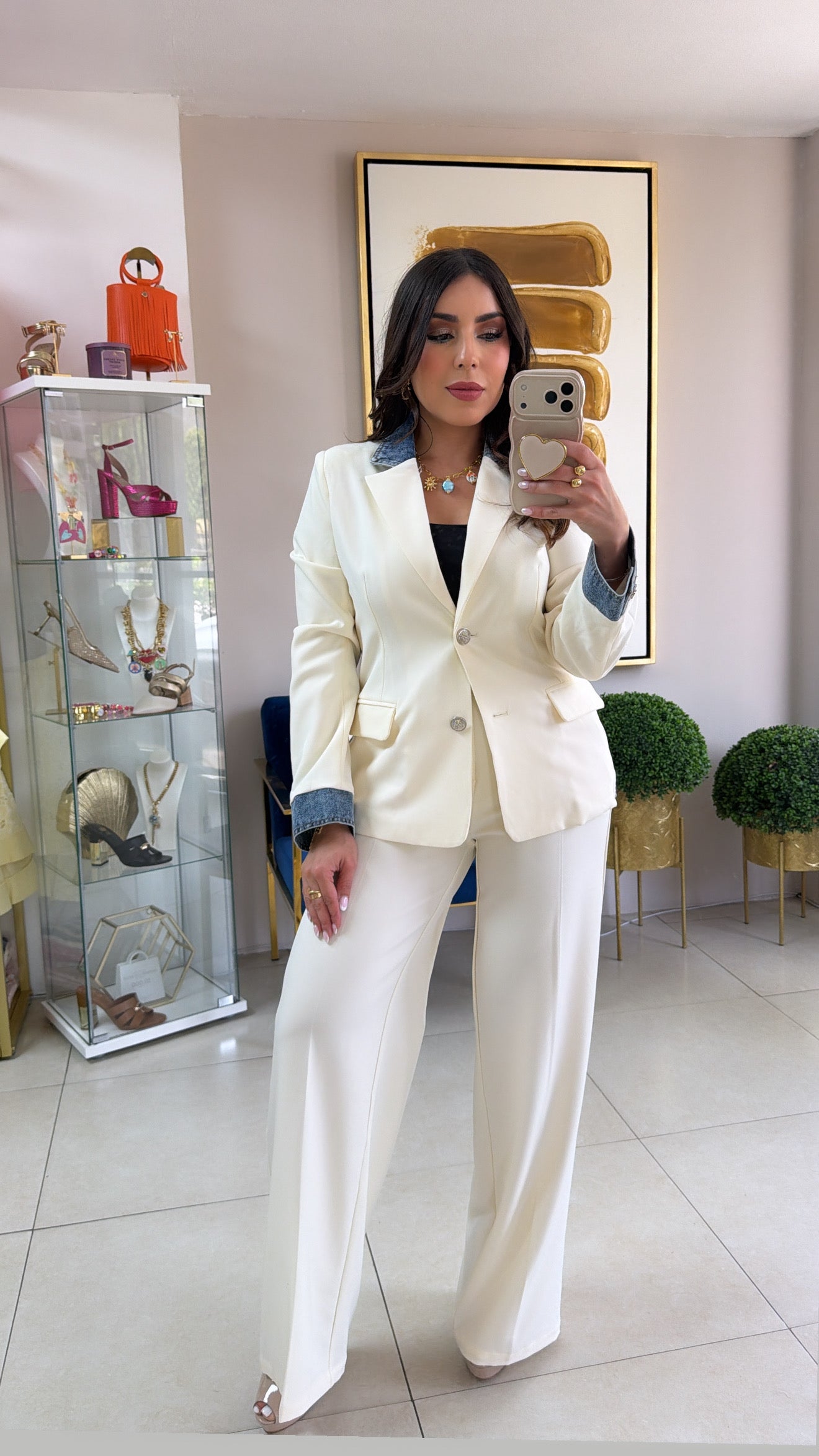 Ivory Blazer and Pant Set