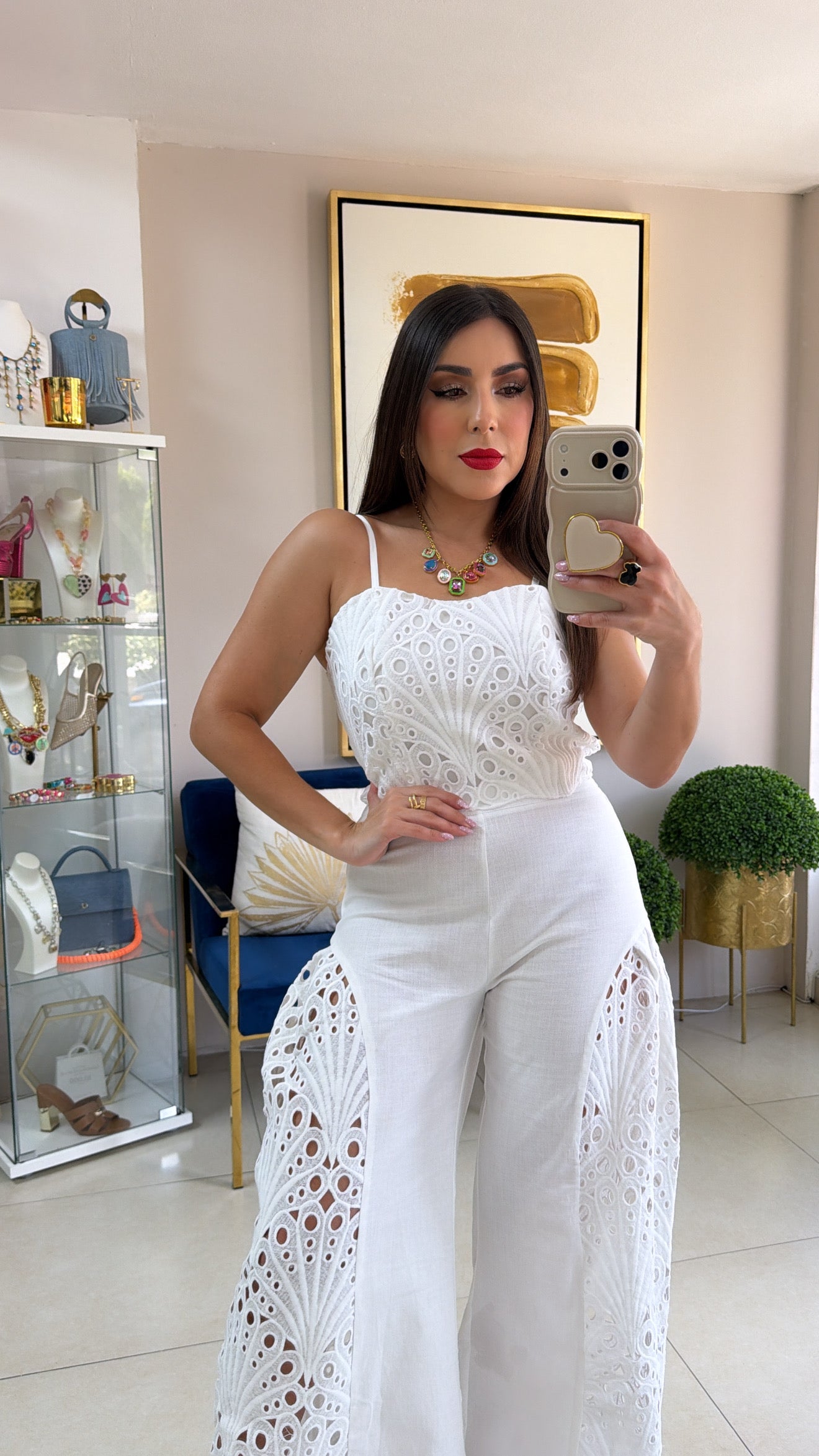 White Eyelet Pant Set