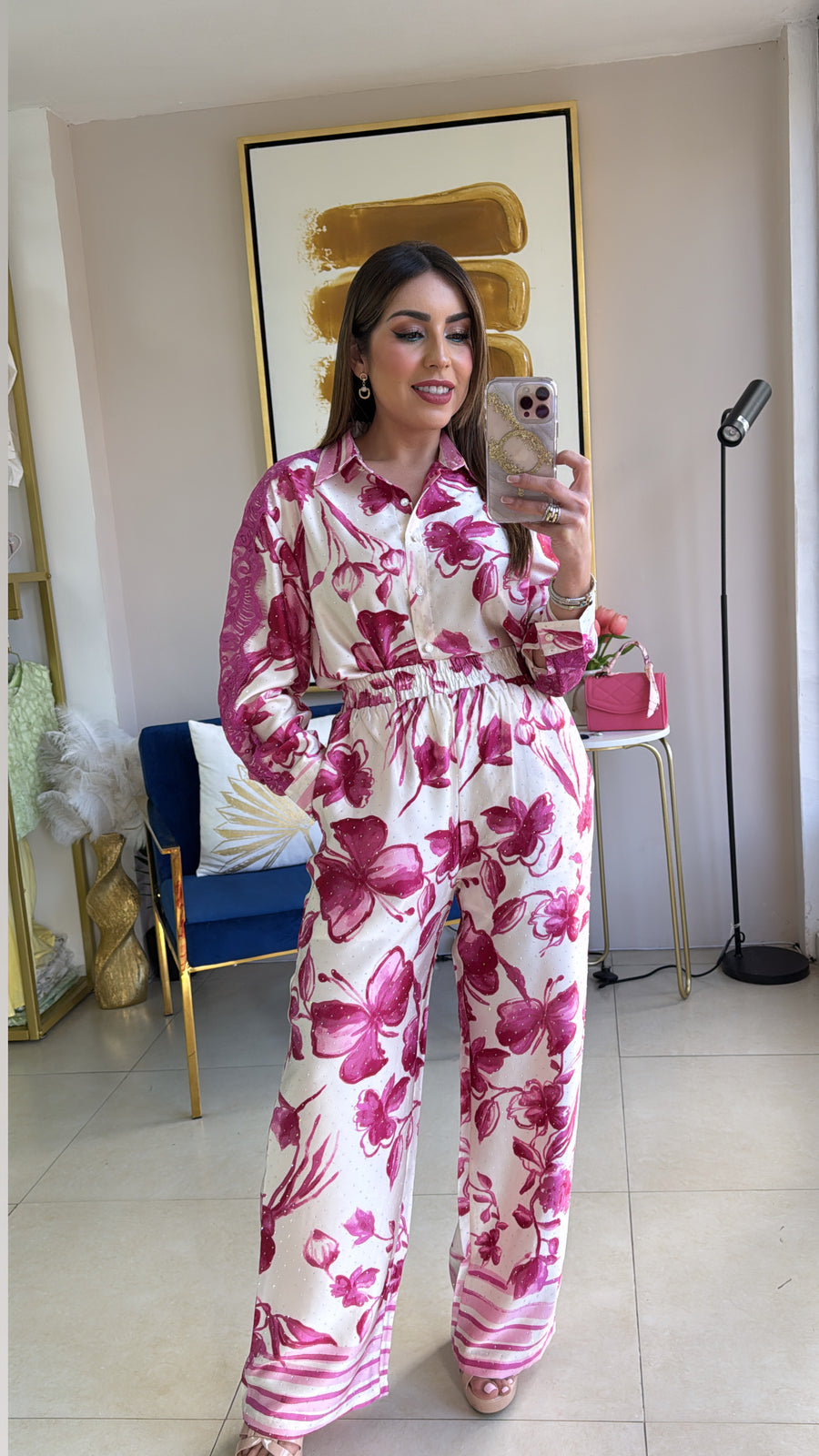 Magenta Floral Pant Set