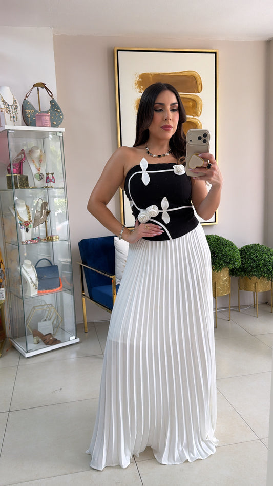 Black & White Skirt Set