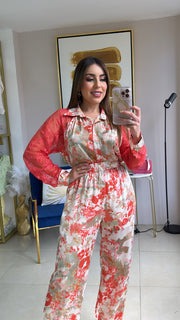Coral & Lace Floral Set
