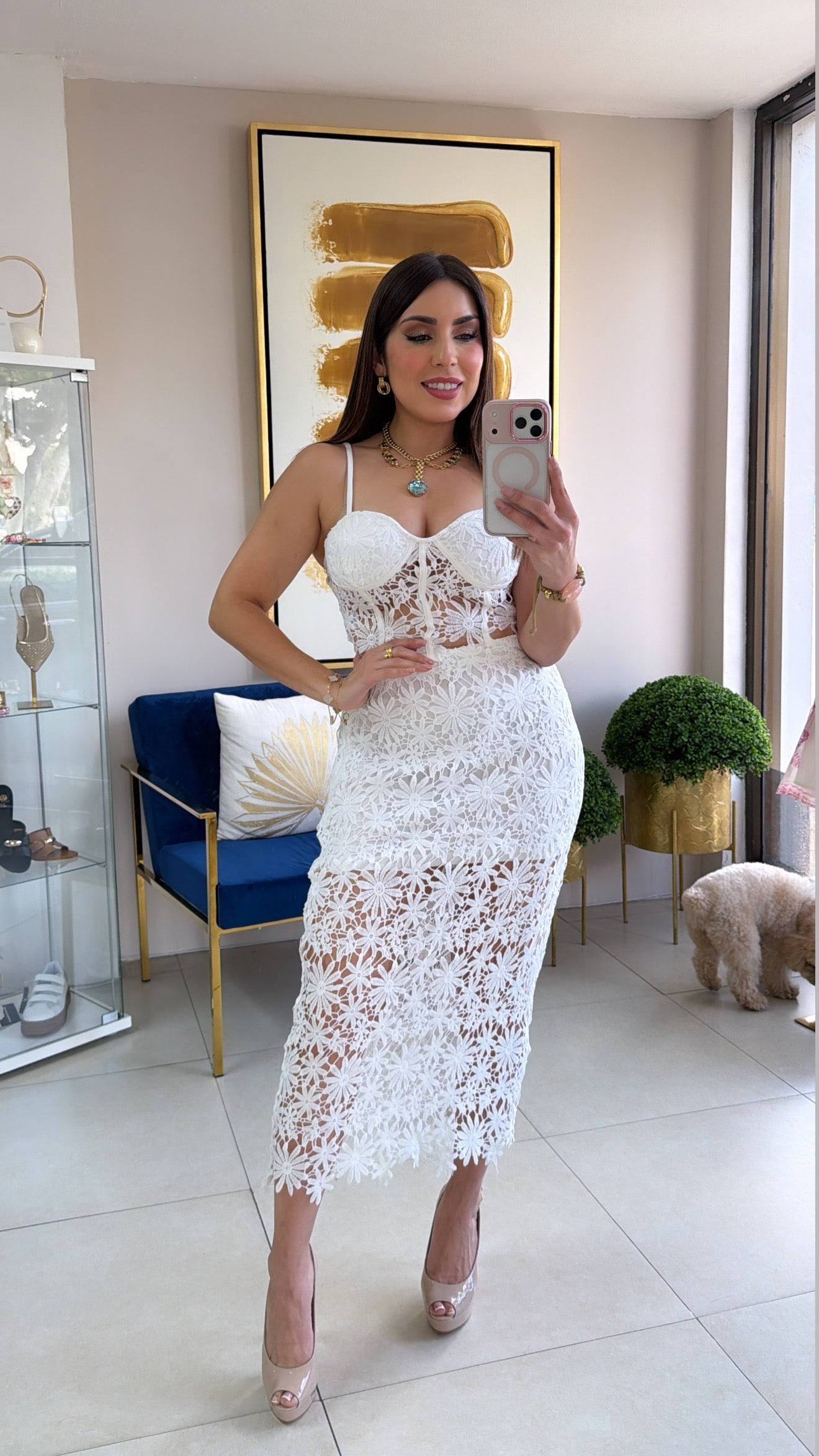 White Crop Top & Skirt Set