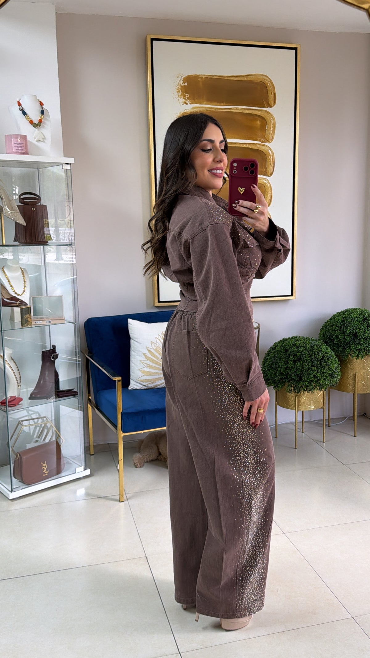 Brown Rhinestones Pant Set (copia)