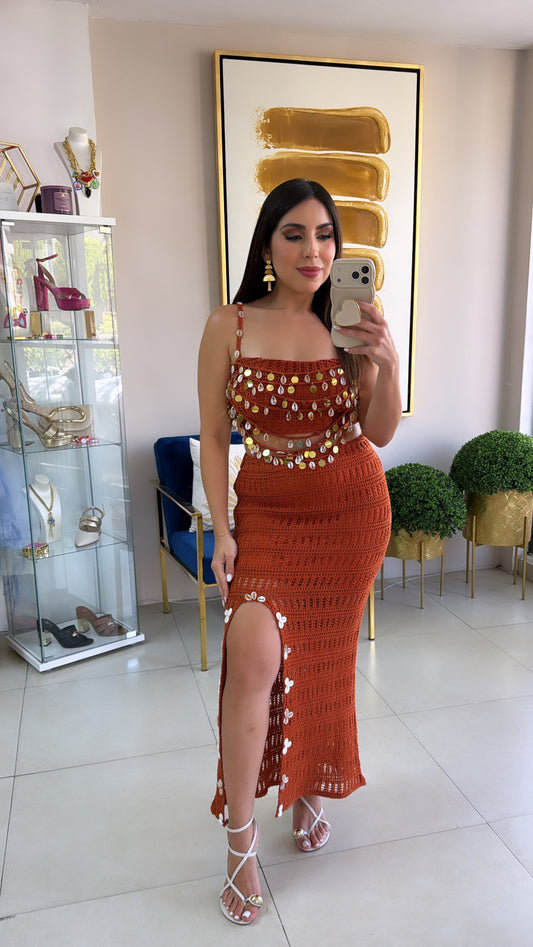 Terracotta Skirt Set