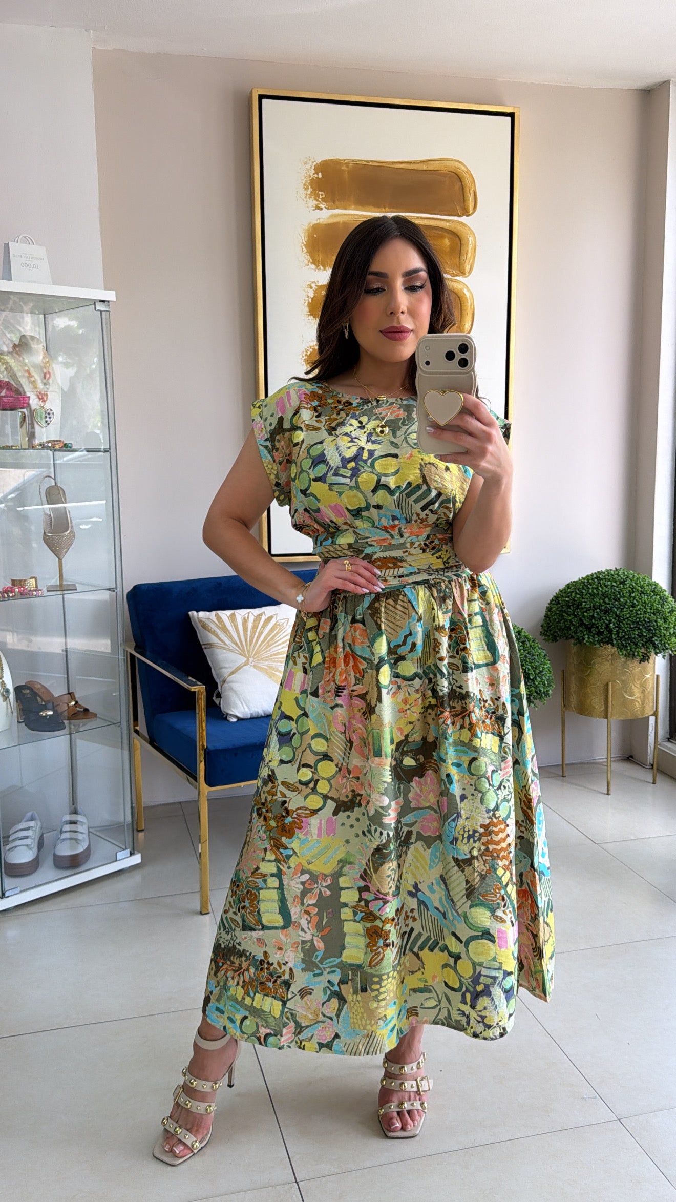 Green Floral Skirt Set