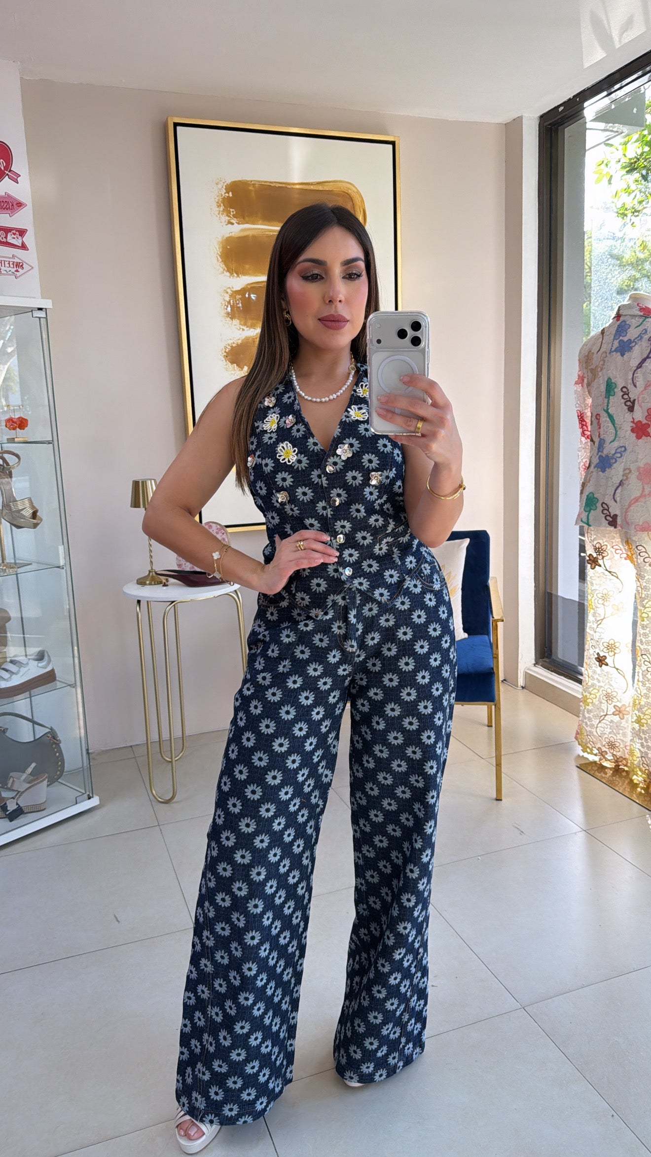 Denim Margarites Vest Set