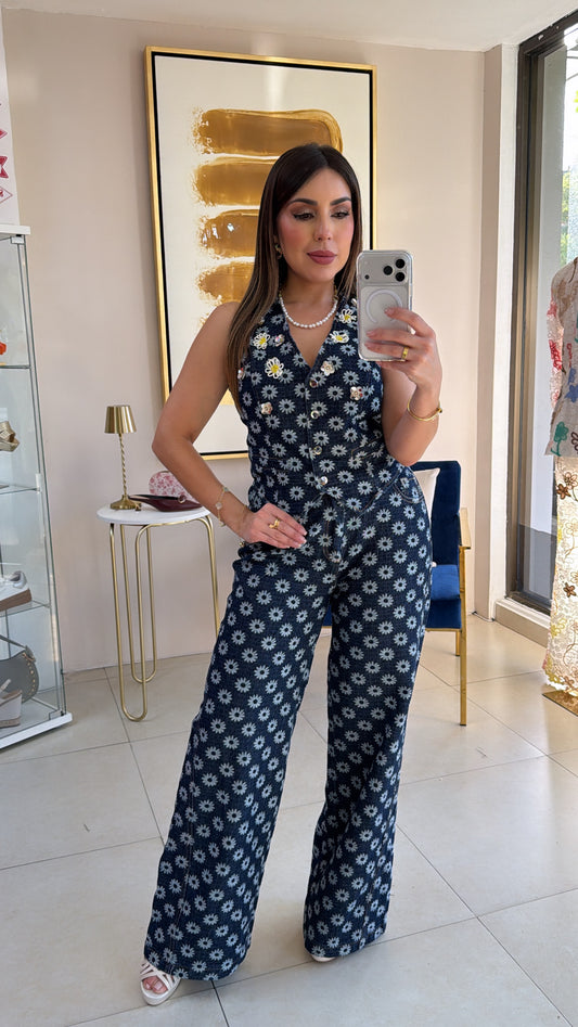 Denim Margarites Vest Set