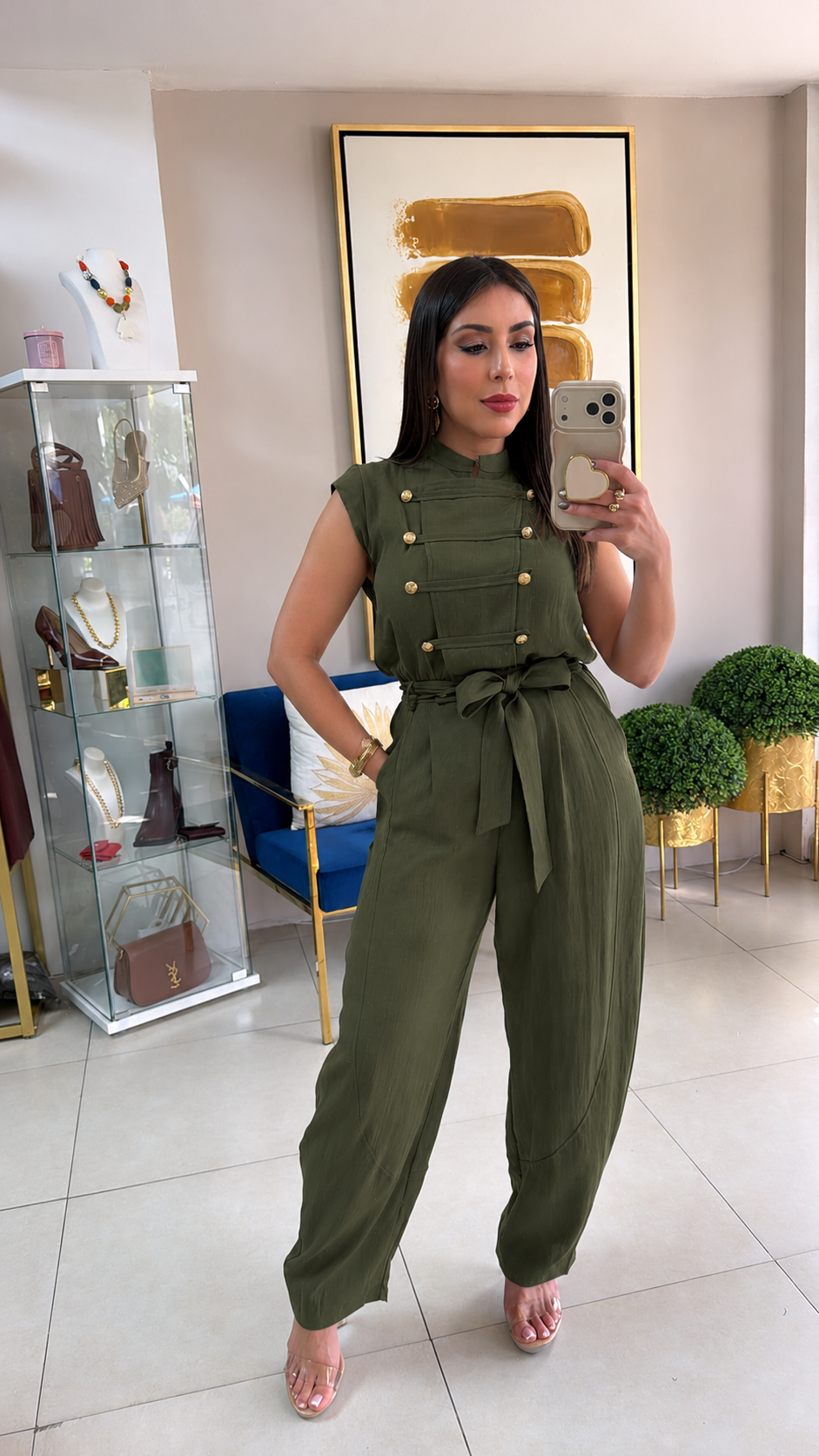Green Napoleon Barrel Jumpsuit