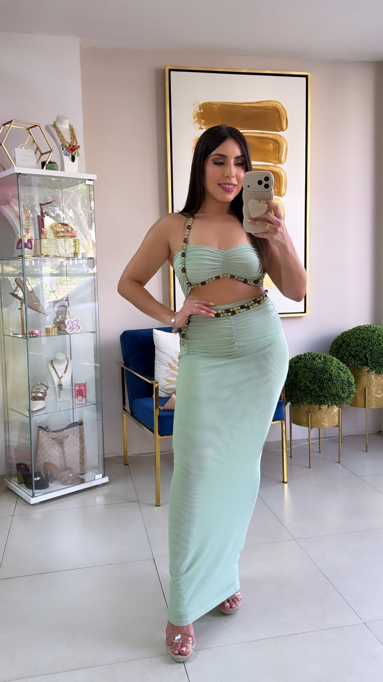Mint Tropical Skirt Set