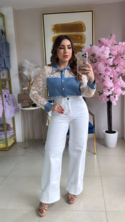 Lace & Denim Top