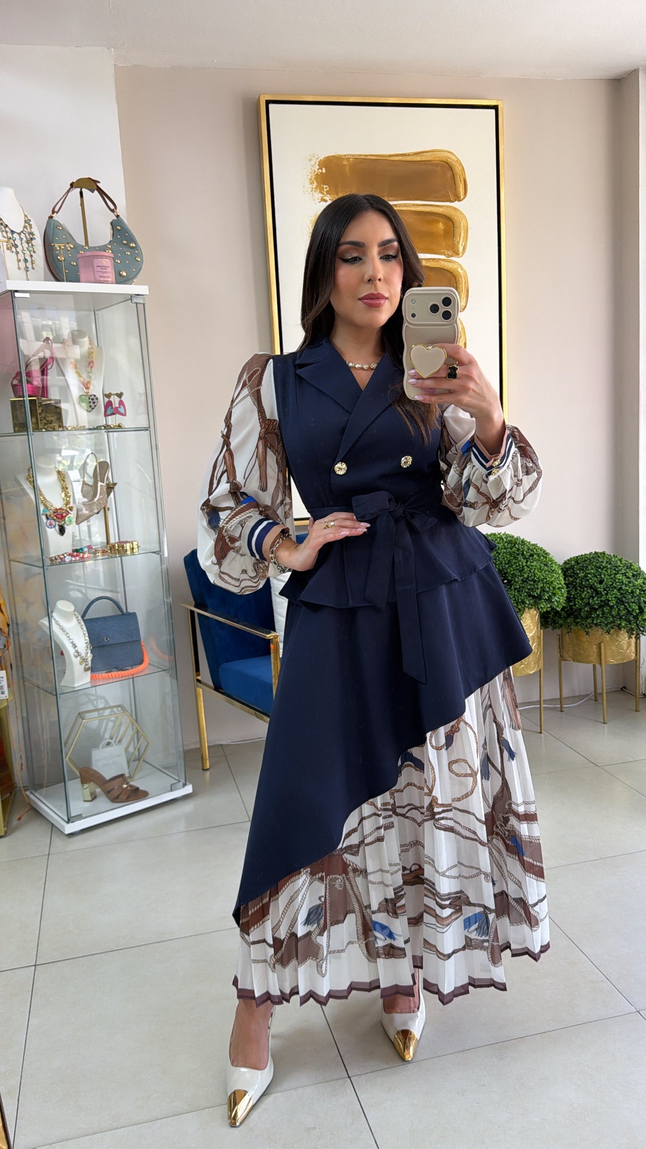 Tassels Print Navy Dress