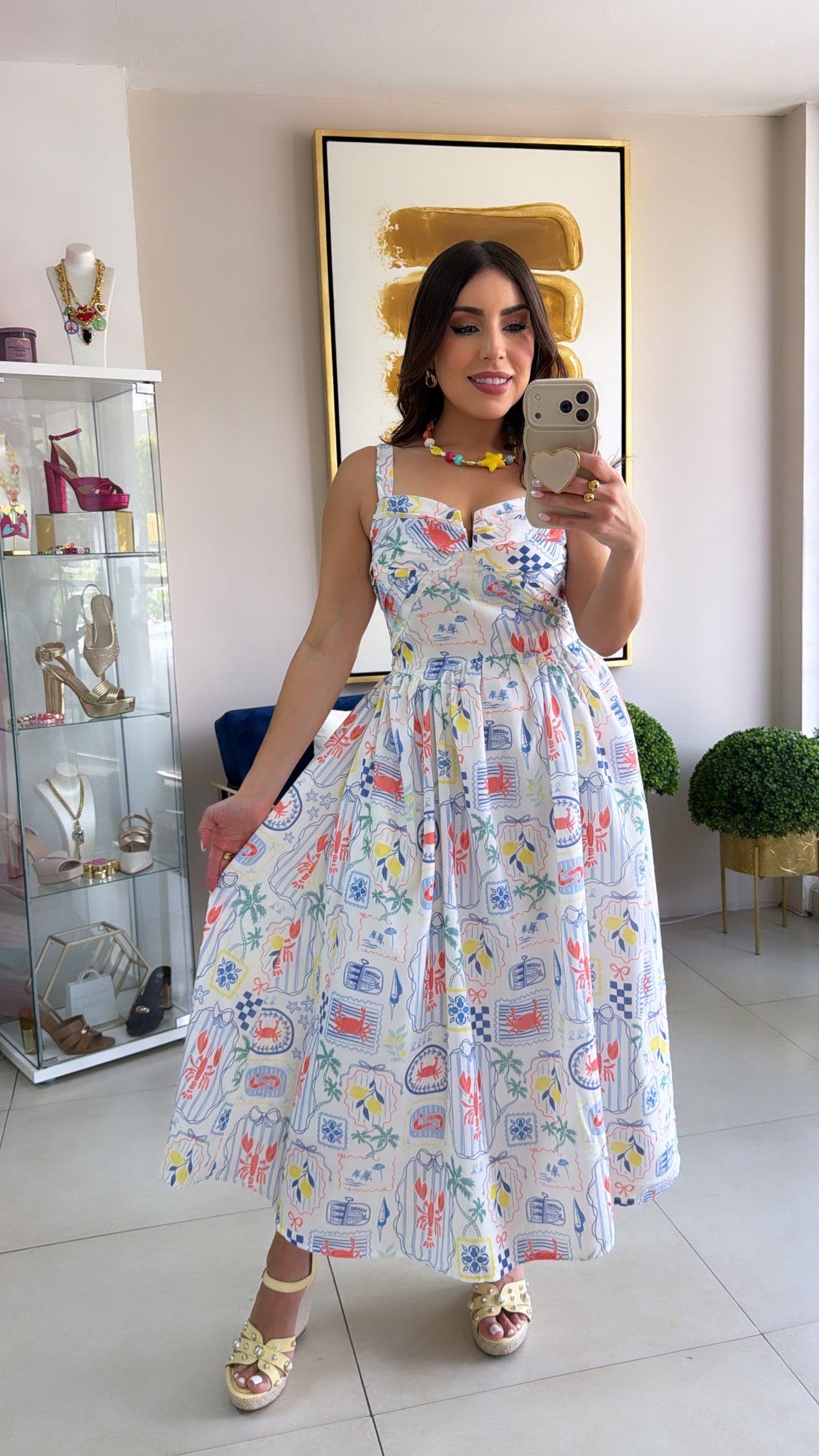Sea Print Midi Dress