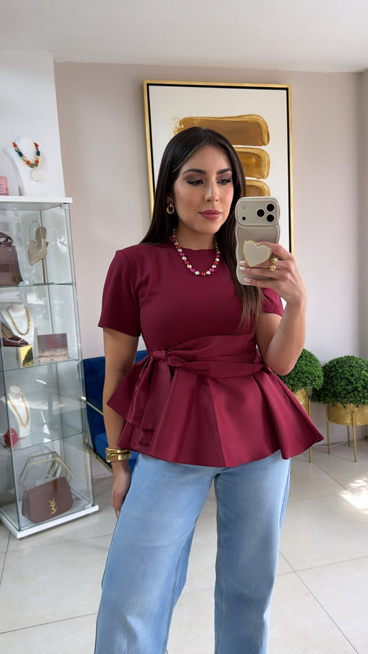Burgundy Bow Top