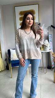 Animal Print Metalic Top