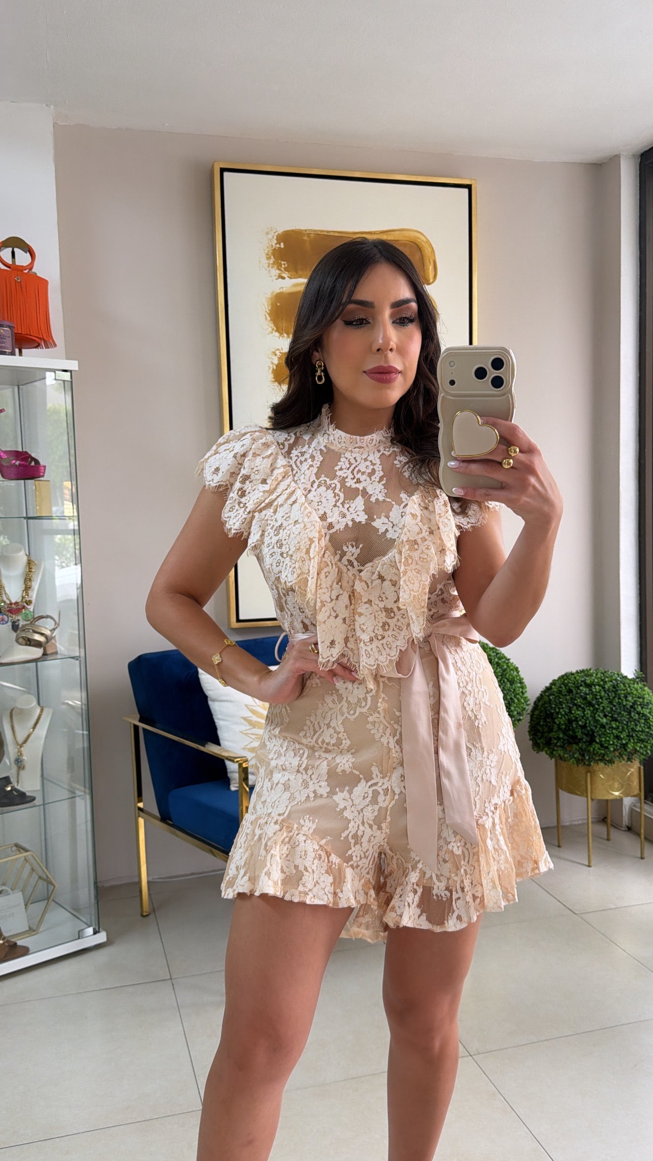 Beige Lace Romper