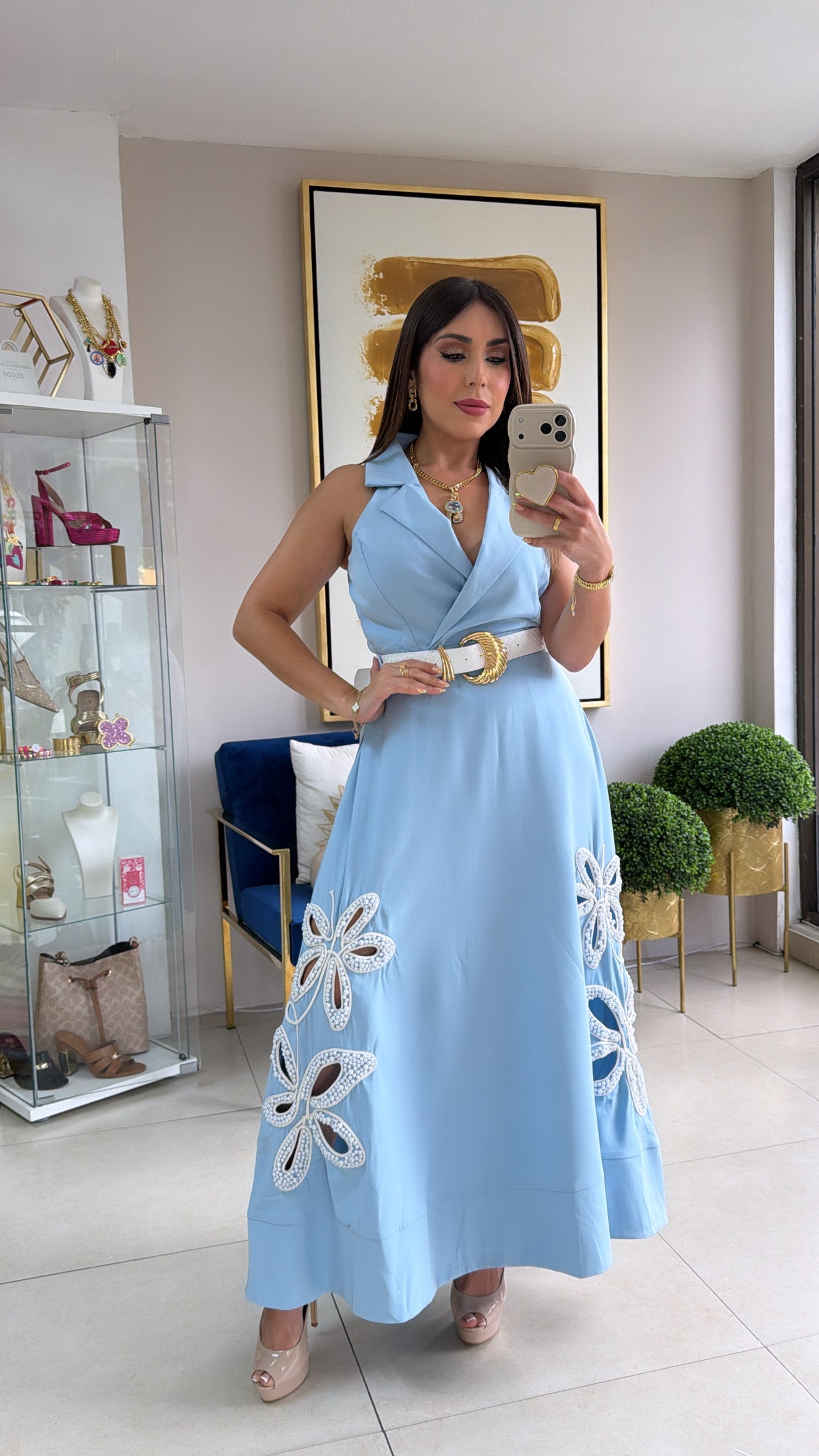 Blue Pearls Maxi Dress
