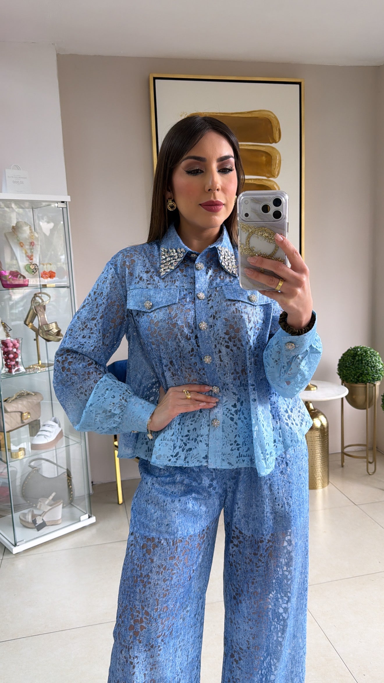 Blue Ombre Rhinestones Set